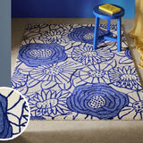 Argos Habitat Scandi Floral Blue Wool Cut Pile Rug - 120x170cm- Buy online at McGrocer