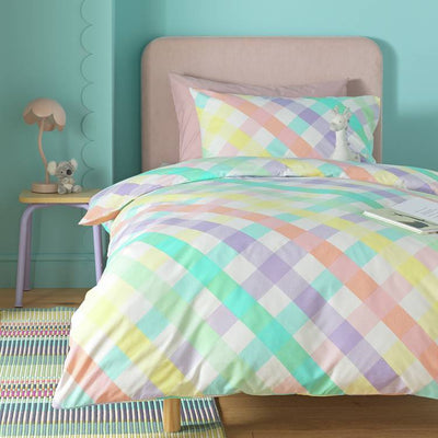 Argos Argos Home Kids Gingham Brights Bedding Set - Single- Buy online at McGrocer
