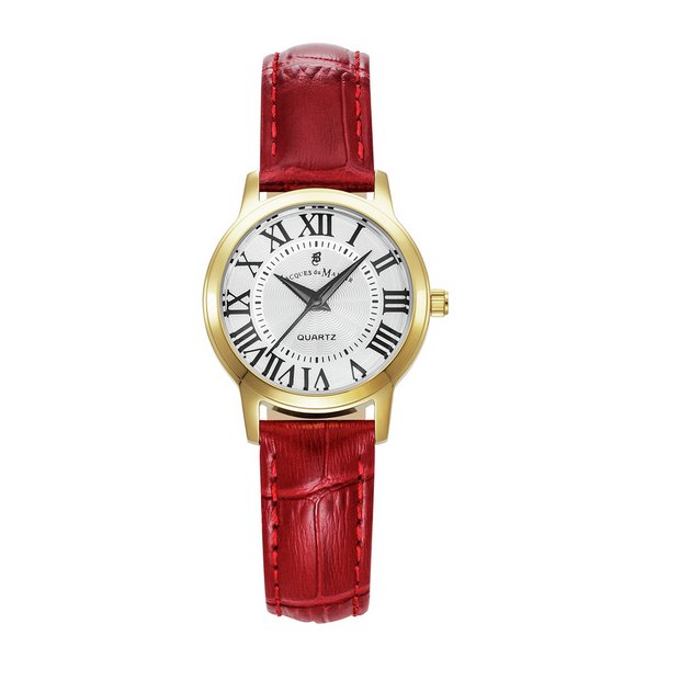 Jacques Du Manoir Genesis ladies red leather watch 28mm (British brand)