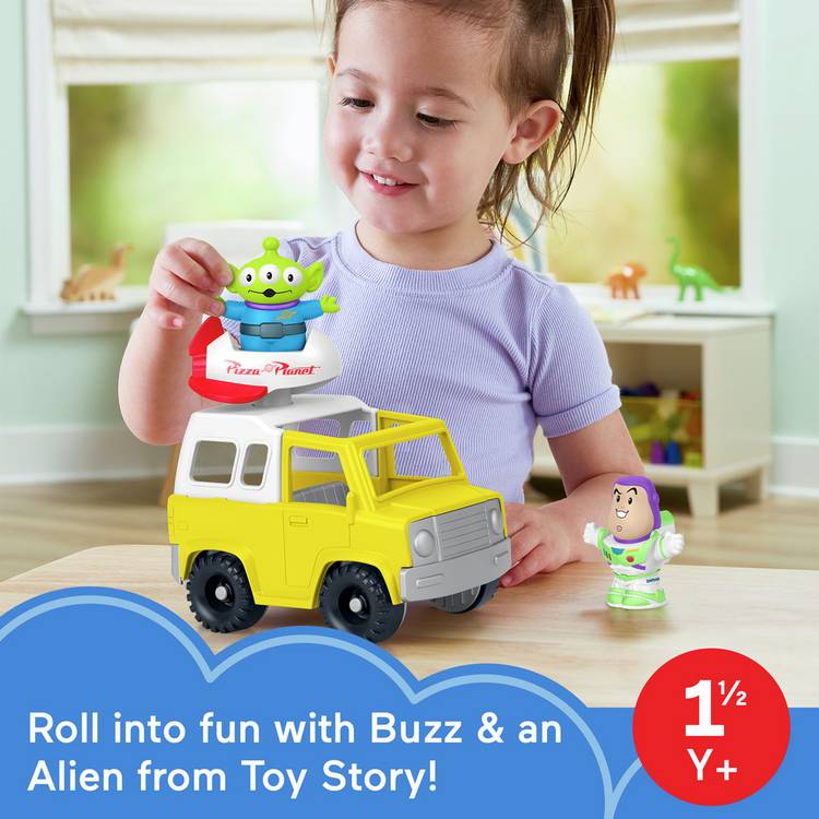 Fisher-Price Toy Story Pizza Planet truck with Buzz Lightyear and Alien figures - British product