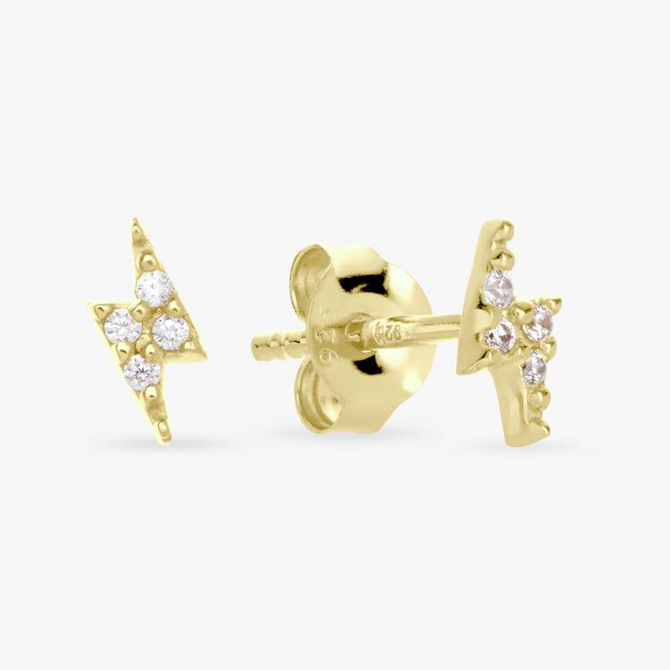Revere gold lightning bolt stud earrings, imported from the UK