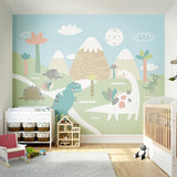 Origin Murals Dinosaur Land pale green wall mural, imported from the UK