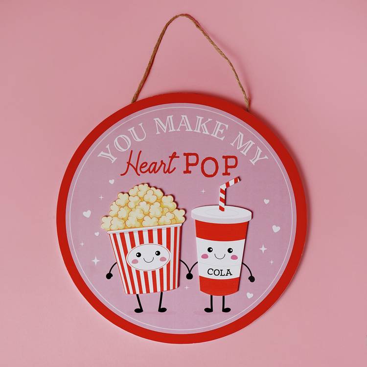 Widdop Love Is Sweet hanging popcorn plaque (British brand)