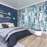 Argos Origin Murals Letterpress Graffiti Denim Blue Wall Mural 50cm x 19.6m- Buy online at McGrocer