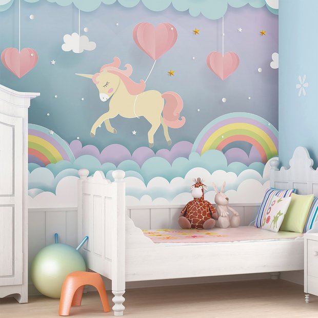 Origin Murals unicorn dream pastel wall mural roll, UK version