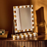 Argos Habitat Checkered Brown & Cream Resin Dressing Table Mirror - 41x33cm- Buy online at McGrocer