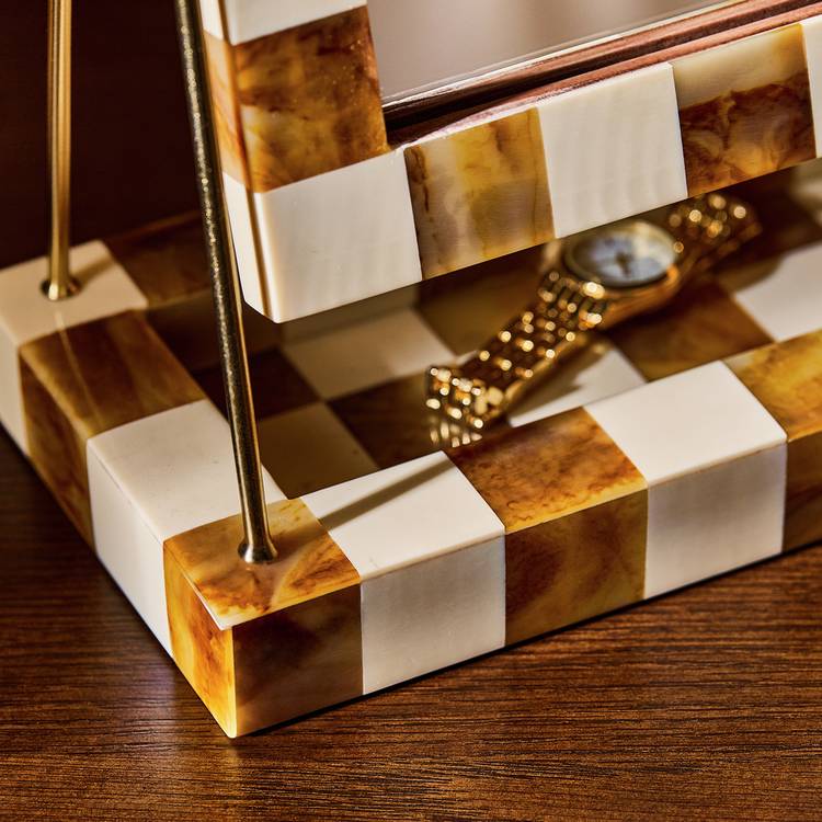 Habitat checkered brown and cream resin mirror 41x33cm - British product