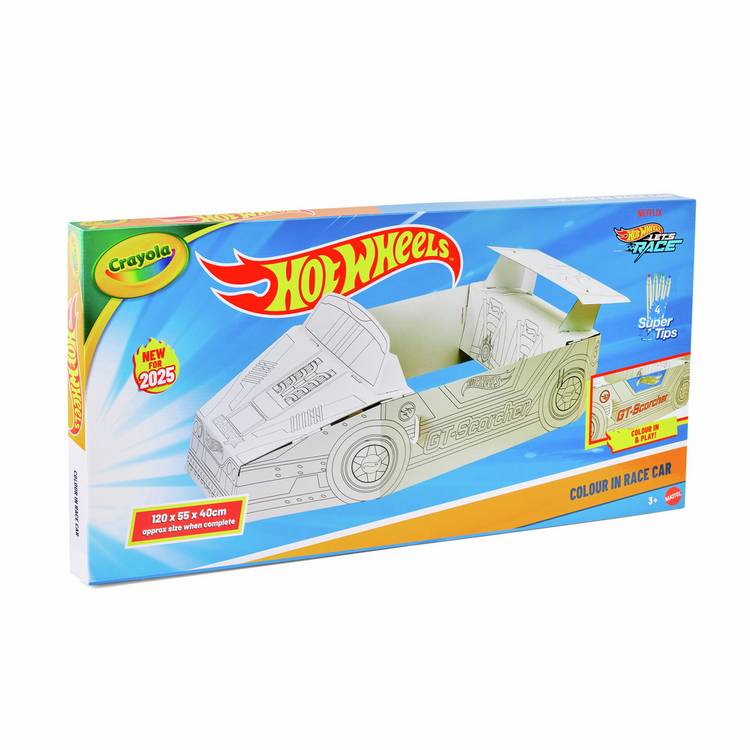 Crayola Hot Wheels Build and Colour racing car 71cm - British product