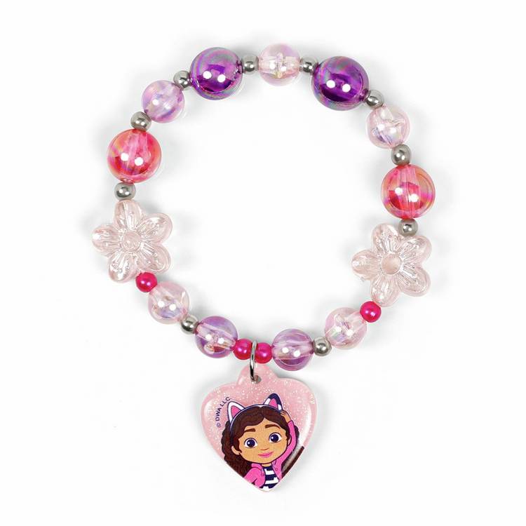 Gabby's Dollhouse 3-piece stretchy beaded bracelet set (British brand)