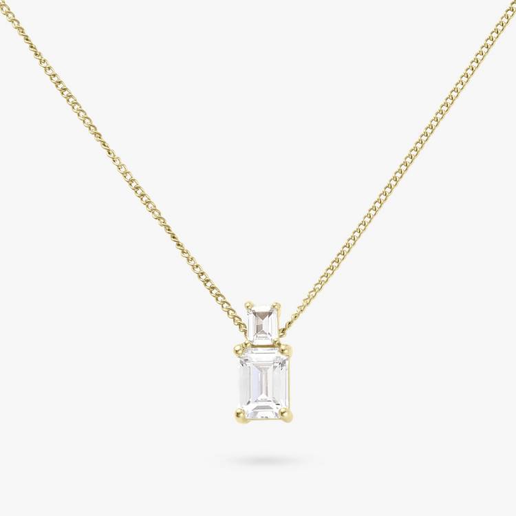 Revere gold plated silver pendant necklace with two cubic zirconia stones (British brand)