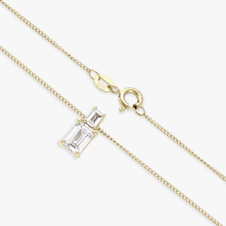 Revere gold plated silver pendant necklace with two cubic zirconia stones (British brand)