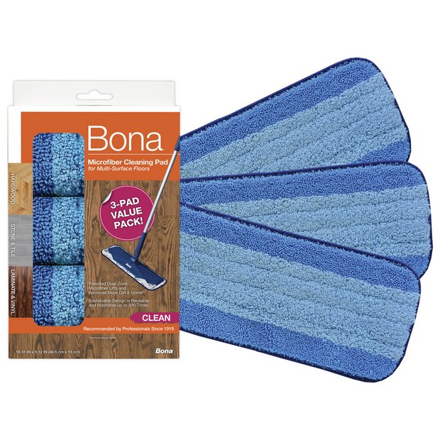 Bona microfibre cleaning pad pack of 3 (British brand)