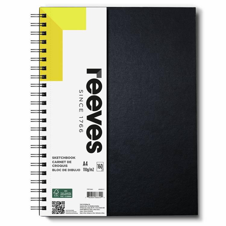 Reeves hardback spiral bound A4 sketchbook (British brand)
