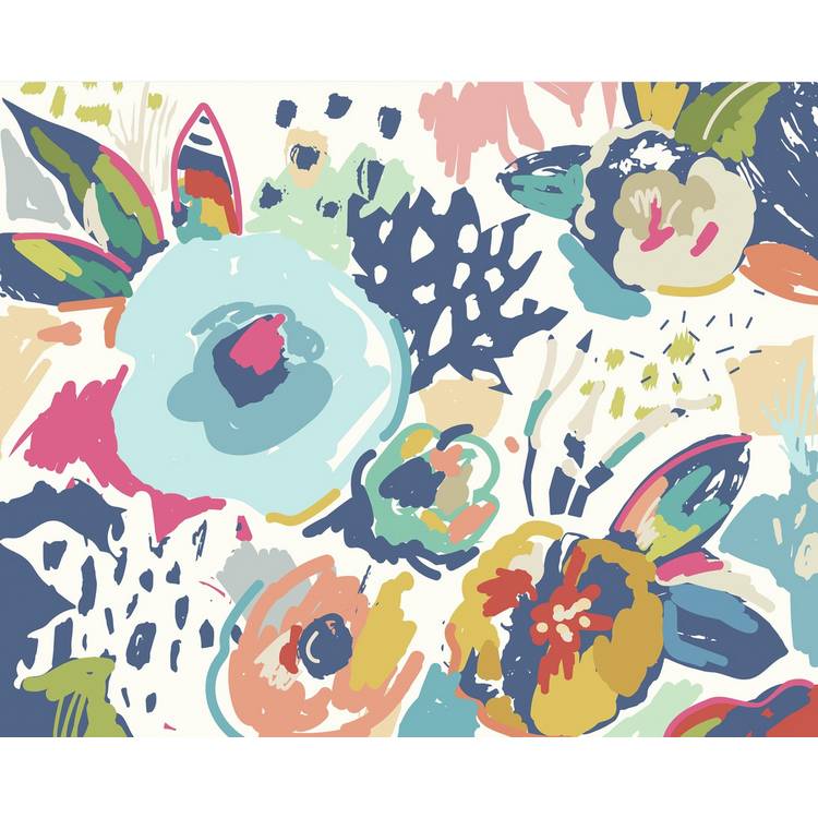 Origin Murals abstract floral navy blue wall mural, UK version