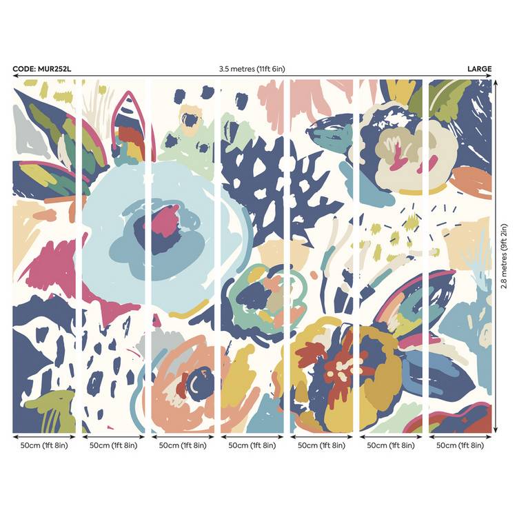 Origin Murals abstract floral navy blue wall mural, UK version