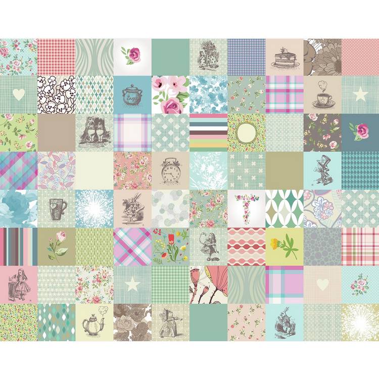 Origin Murals Alice in Wonderland patchwork wall mural, imported from the UK