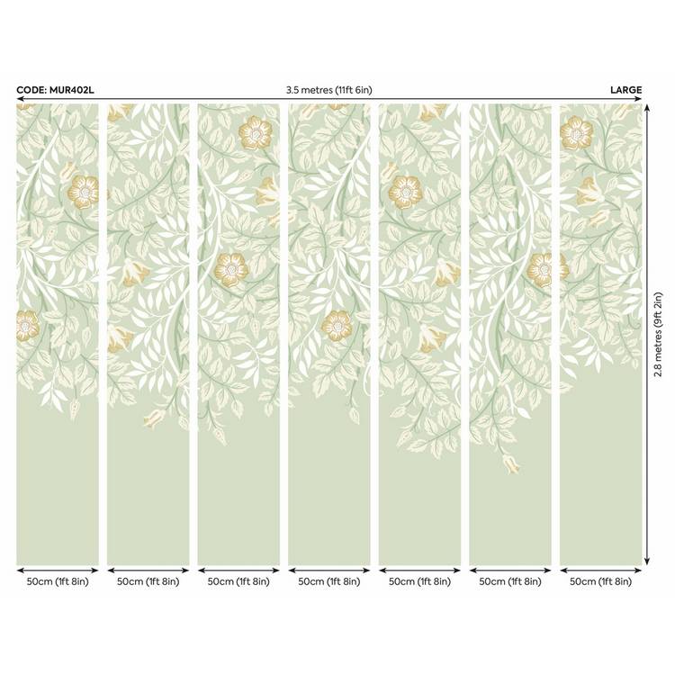 Origin Murals wall mural cascading rosehip sage green, imported from the UK