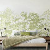 Origin Murals etched trees apple green wall mural, UK version
