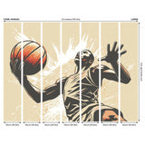 Origin Murals graphic basketball orange wall mural (British brand)