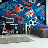 Origin Murals football wall mural with blue graphic pixel design, imported from the UK