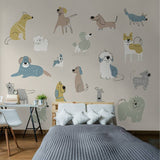 Origin Murals Happy Dogs Warm Grey wall mural roll - British product