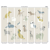 Origin Murals Happy Dogs Warm Grey wall mural roll - British product