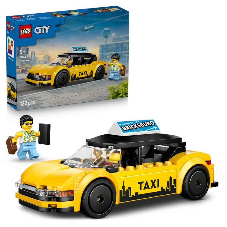 LEGO City Yellow Taxi building set with minifigures, imported from the UK