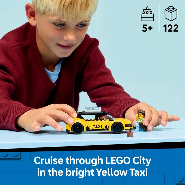 LEGO City Yellow Taxi building set with minifigures, imported from the UK