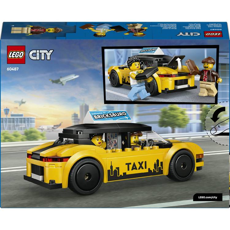 LEGO City Yellow Taxi building set with minifigures, imported from the UK