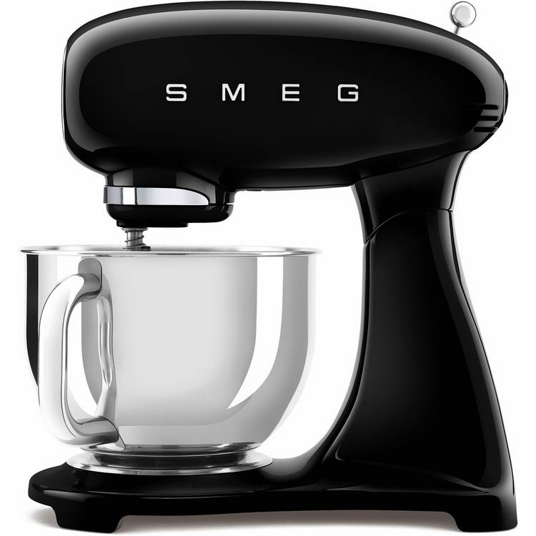 Smeg SMF05BLUK black stand mixer with 4.8 litre bowl, imported from the UK