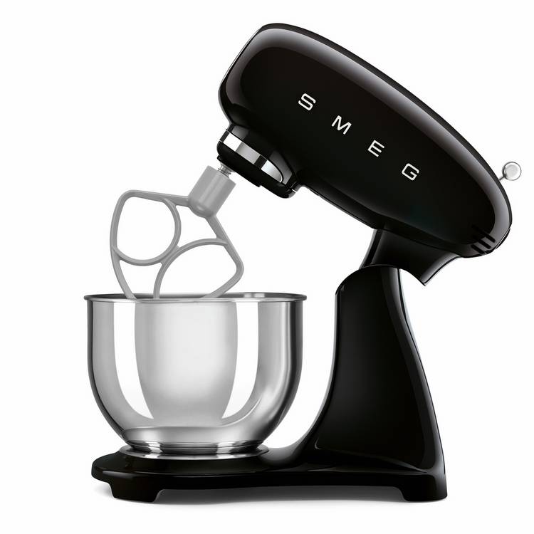 Smeg SMF05BLUK black stand mixer with 4.8 litre bowl, imported from the UK