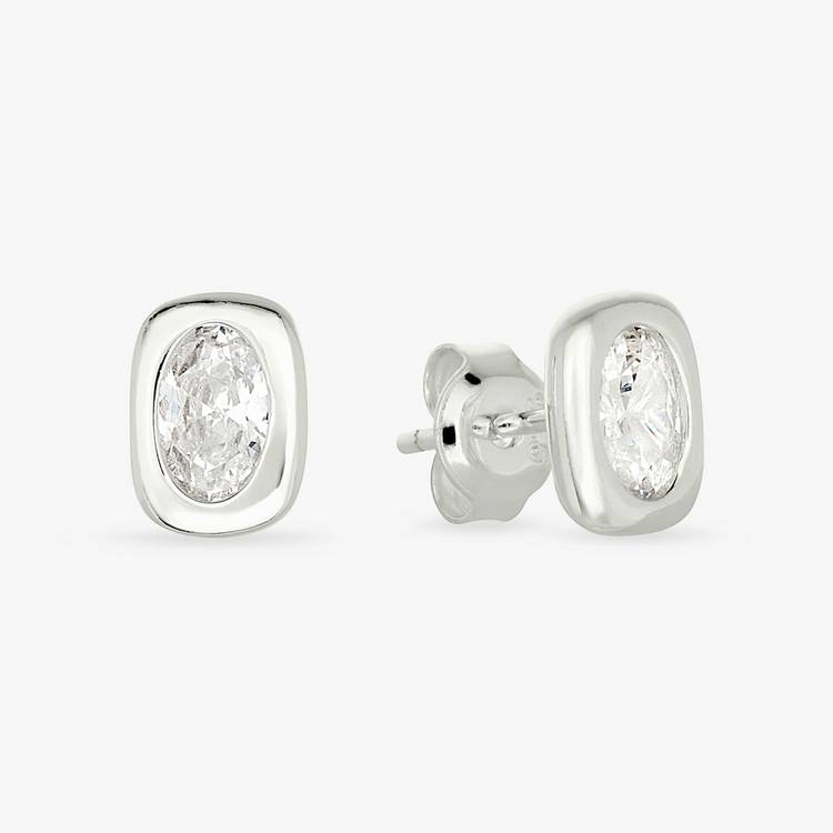 Revere sterling silver cubic zirconia stud earrings, imported from the UK