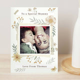 Personalised wild flowers photo upload card with envelope, imported from the UK