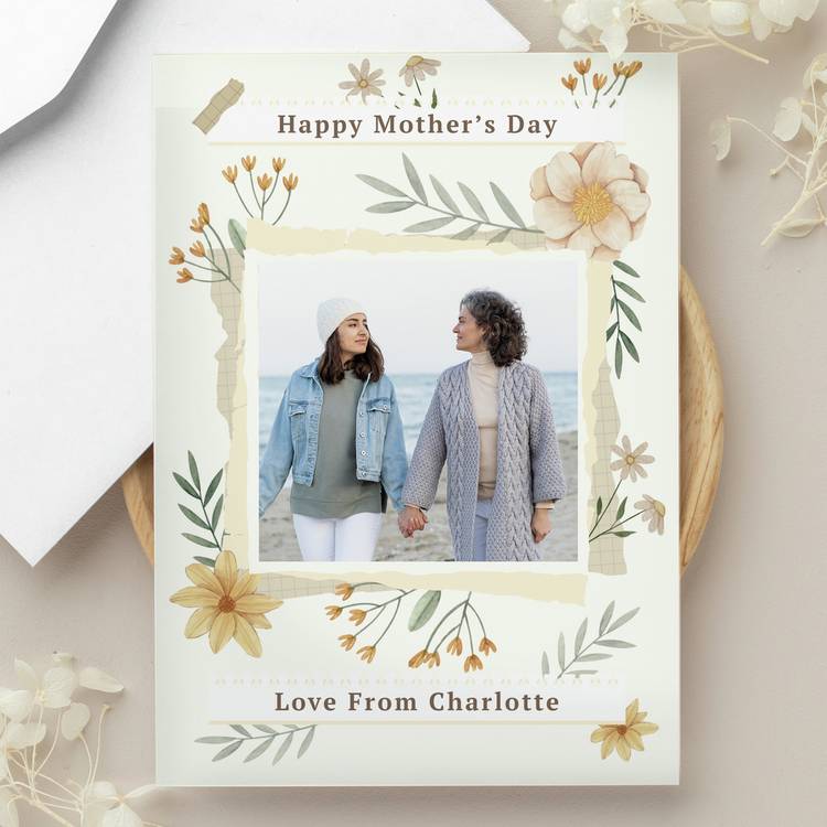 Personalised wild flowers photo upload card with envelope, imported from the UK