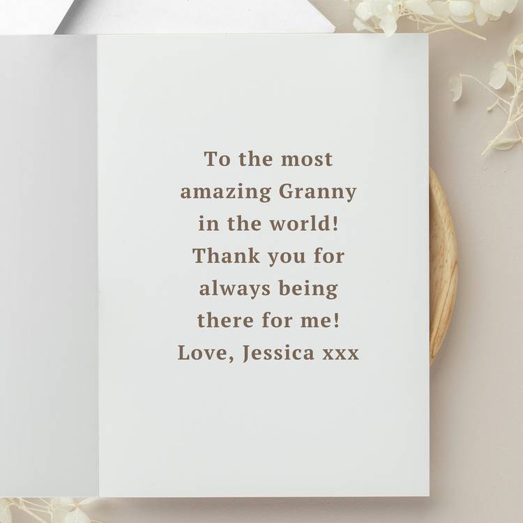 Personalised wild flowers photo upload card with envelope, imported from the UK