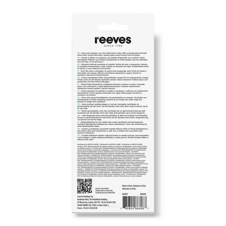 Reeves watercolour 24 pans with aqua brush tin set, UK version