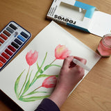 Reeves watercolour 24 pans with aqua brush tin set, UK version