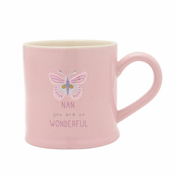 Widdop lilac ceramic mug with butterfly design 290ml, UK version