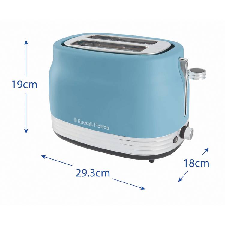 Russell Hobbs 2 slice toaster in retro blue, UK version
