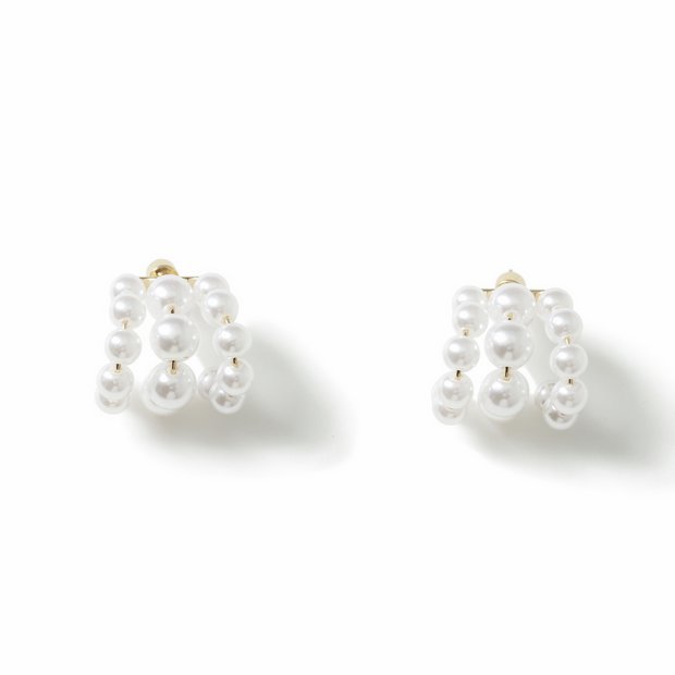 Freedom white pearl cluster stud earrings, imported from the UK