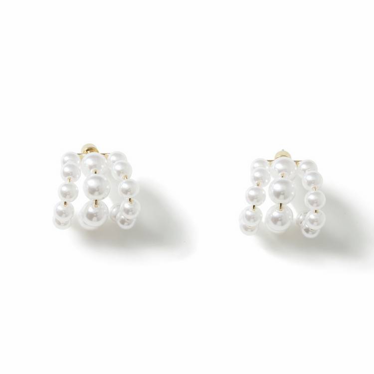 Freedom white pearl cluster stud earrings, imported from the UK