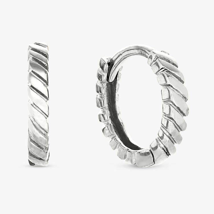 Revere sterling silver twist huggie earrings, British brand