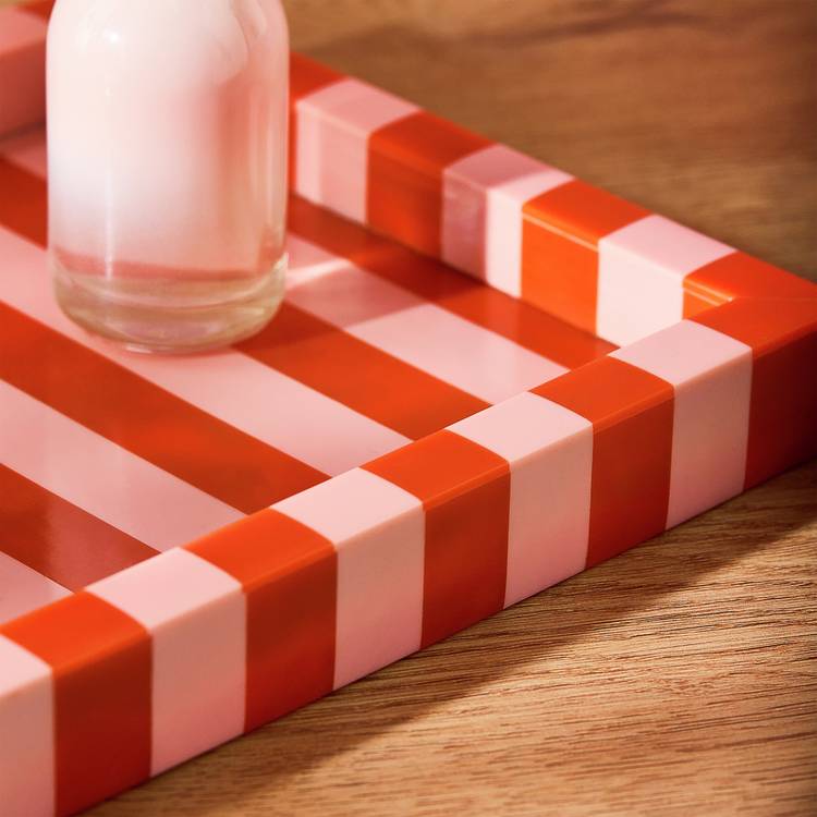 Habitat resin trinket tray pink and red stripe, imported from the UK