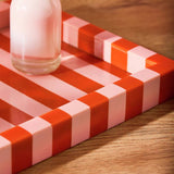 Habitat resin trinket tray pink and red stripe, imported from the UK