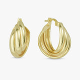 Revere three layer hoop earrings 9ct gold plated silver (British brand)