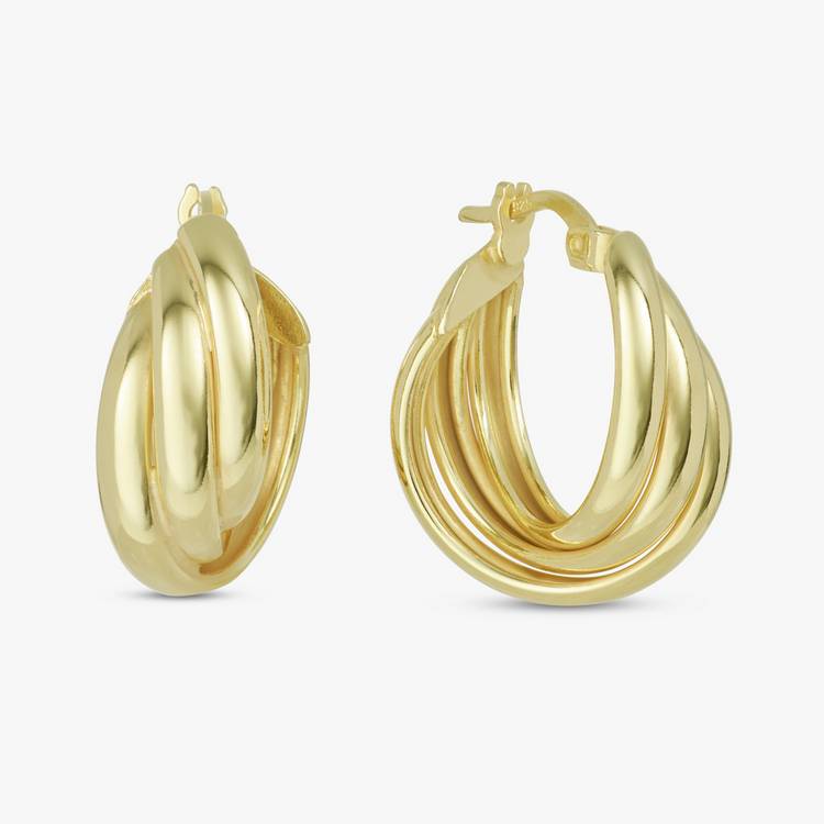 Revere three layer hoop earrings 9ct gold plated silver (British brand)