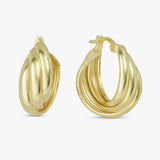 Revere three layer hoop earrings 9ct gold plated silver (British brand)