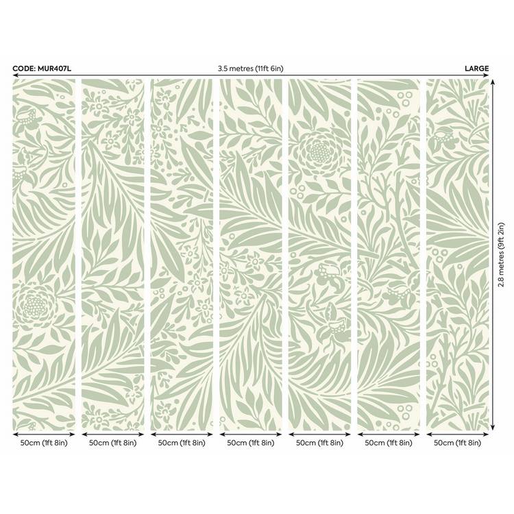 Origin Murals Trailing Ferns Sage Green wall mural (British brand)