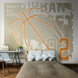 Origin Murals basketball wall mural grey abstract design imported from the UK