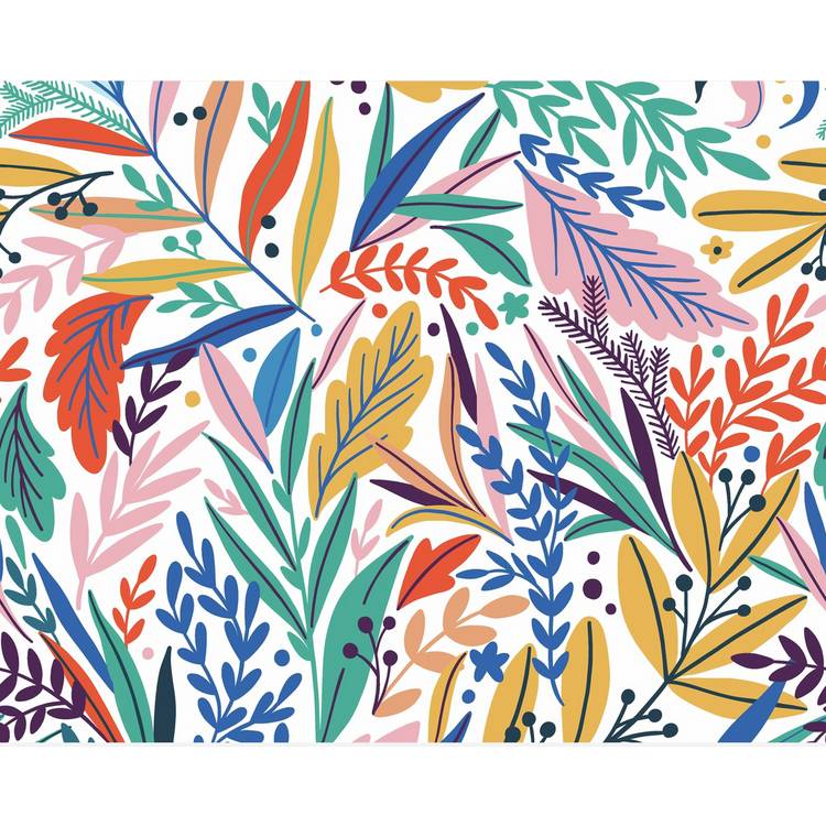 Origin Murals patterned leaves multicolour wall mural roll, imported from the UK